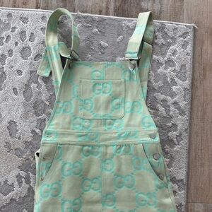 Gucci Mint Green GG Logo Overalls